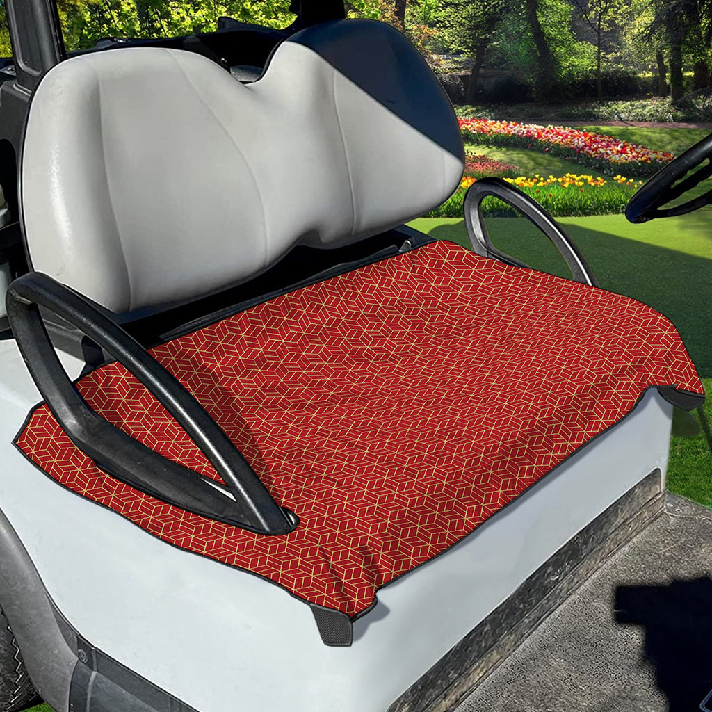 Red Geometric Japanese Pattern Print Golf Cart Seat Cover