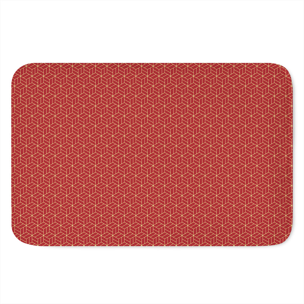 Red Geometric Japanese Pattern Print Indoor Door Mat