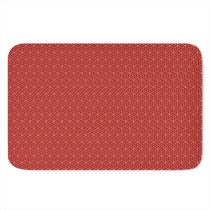 Red Geometric Japanese Pattern Print Indoor Door Mat