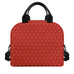 Red Geometric Japanese Pattern Print Insulated Lunch Bag