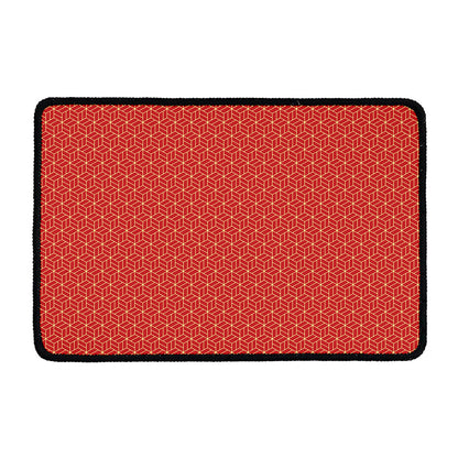 Red Geometric Japanese Pattern Print Kitchen Mat