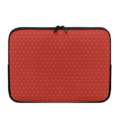 Red Geometric Japanese Pattern Print Laptop Sleeve