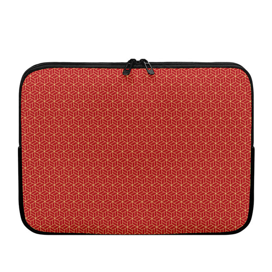 Red Geometric Japanese Pattern Print Laptop Sleeve