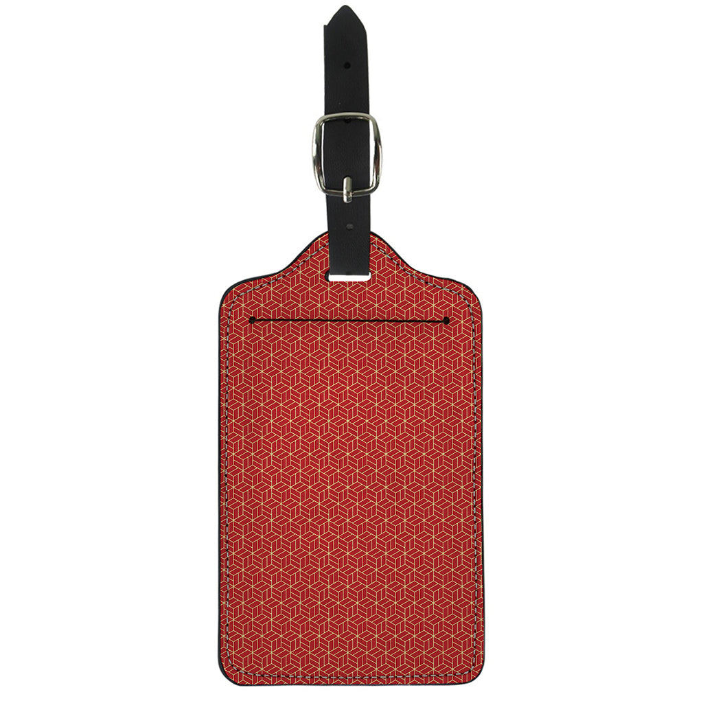 Red Geometric Japanese Pattern Print Luggage Tag