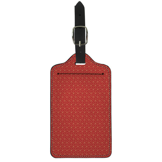 Red Geometric Japanese Pattern Print Luggage Tag