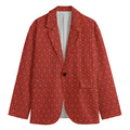 Red Geometric Japanese Pattern Print Men's Blazer