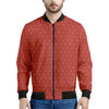 Red Geometric Japanese Pattern Print Men's Bomber Jacket