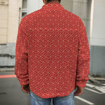 Red Geometric Japanese Pattern Print Men's Shirt Jacket