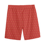 Red Geometric Japanese Pattern Print Men's Sports Shorts