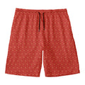 Red Geometric Japanese Pattern Print Men's Swim Trunks
