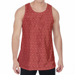 Red Geometric Japanese Pattern Print Men's Velvet Tank Top