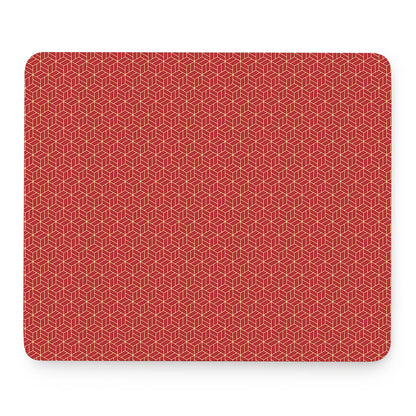 Red Geometric Japanese Pattern Print Mouse Pad