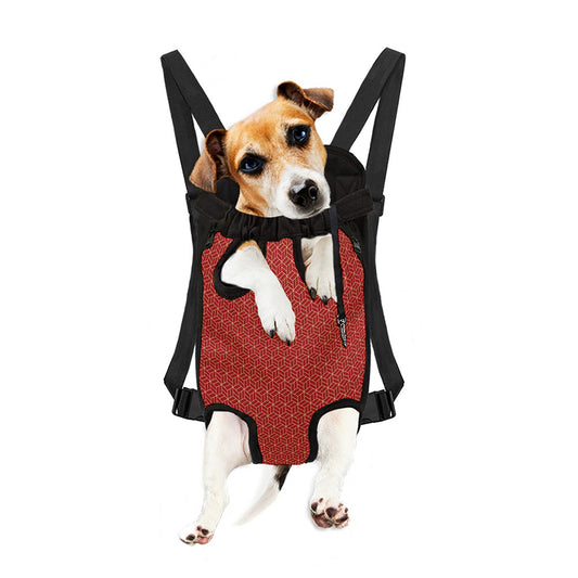 Red Geometric Japanese Pattern Print Pet Carrier Backpack