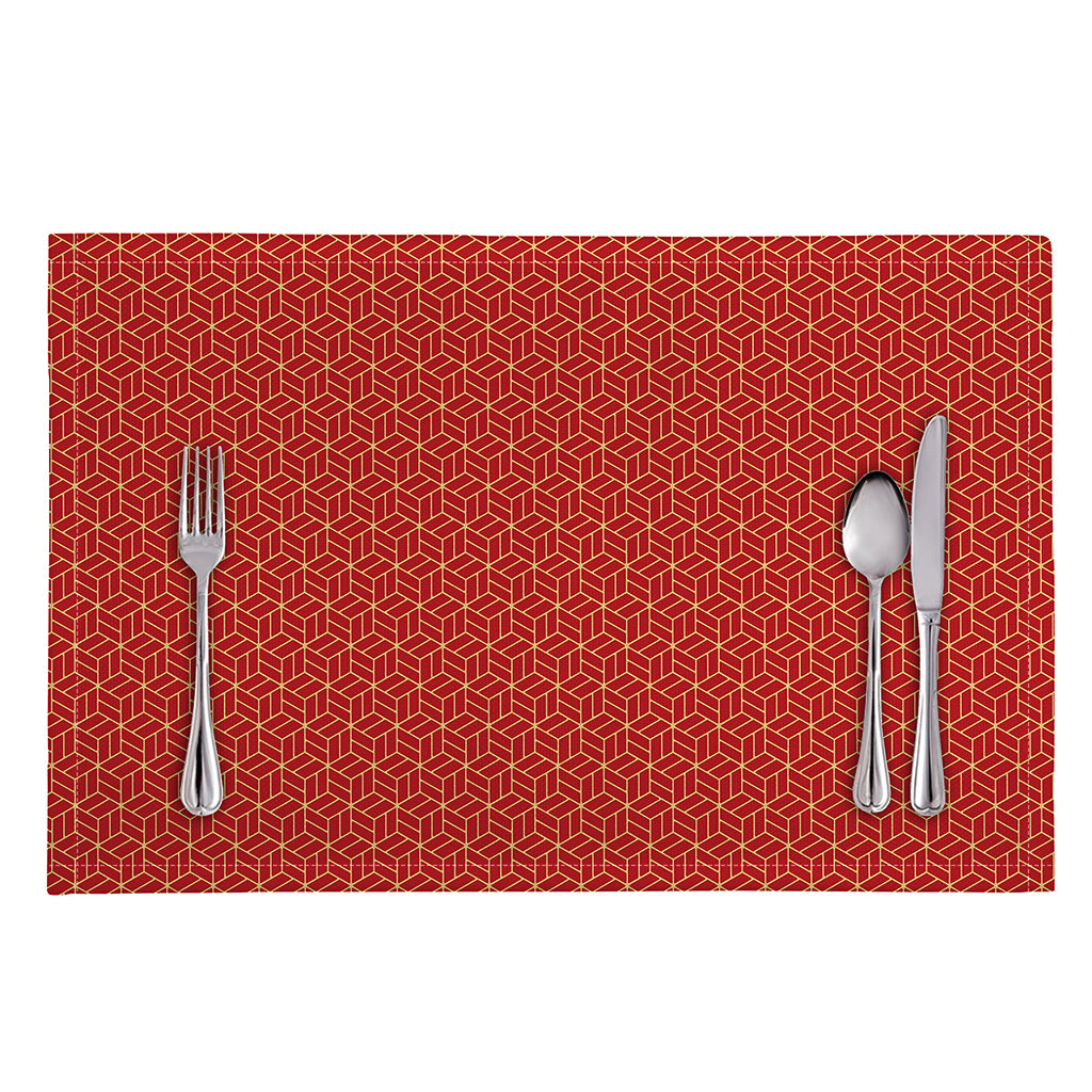 Red Geometric Japanese Pattern Print Placemat