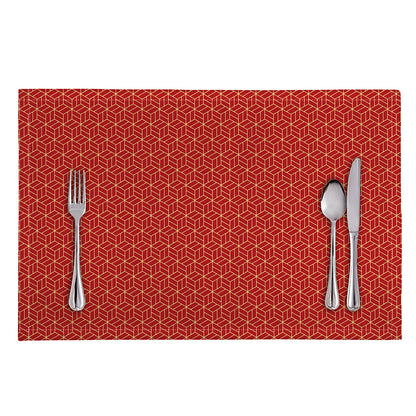 Red Geometric Japanese Pattern Print Placemat