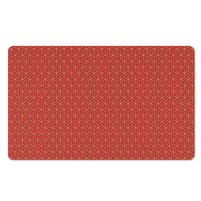 Red Geometric Japanese Pattern Print Polyester Doormat