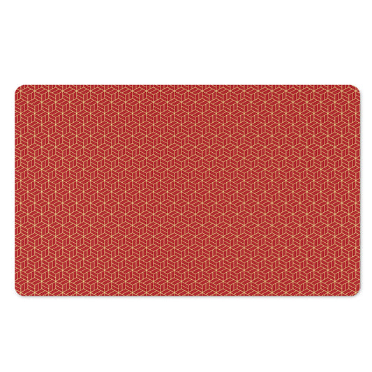 Red Geometric Japanese Pattern Print Polyester Doormat