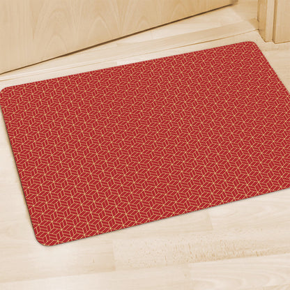 Red Geometric Japanese Pattern Print Polyester Doormat