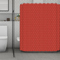 Red Geometric Japanese Pattern Print Polyester Shower Curtain