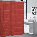 Red Geometric Japanese Pattern Print Premium Shower Curtain