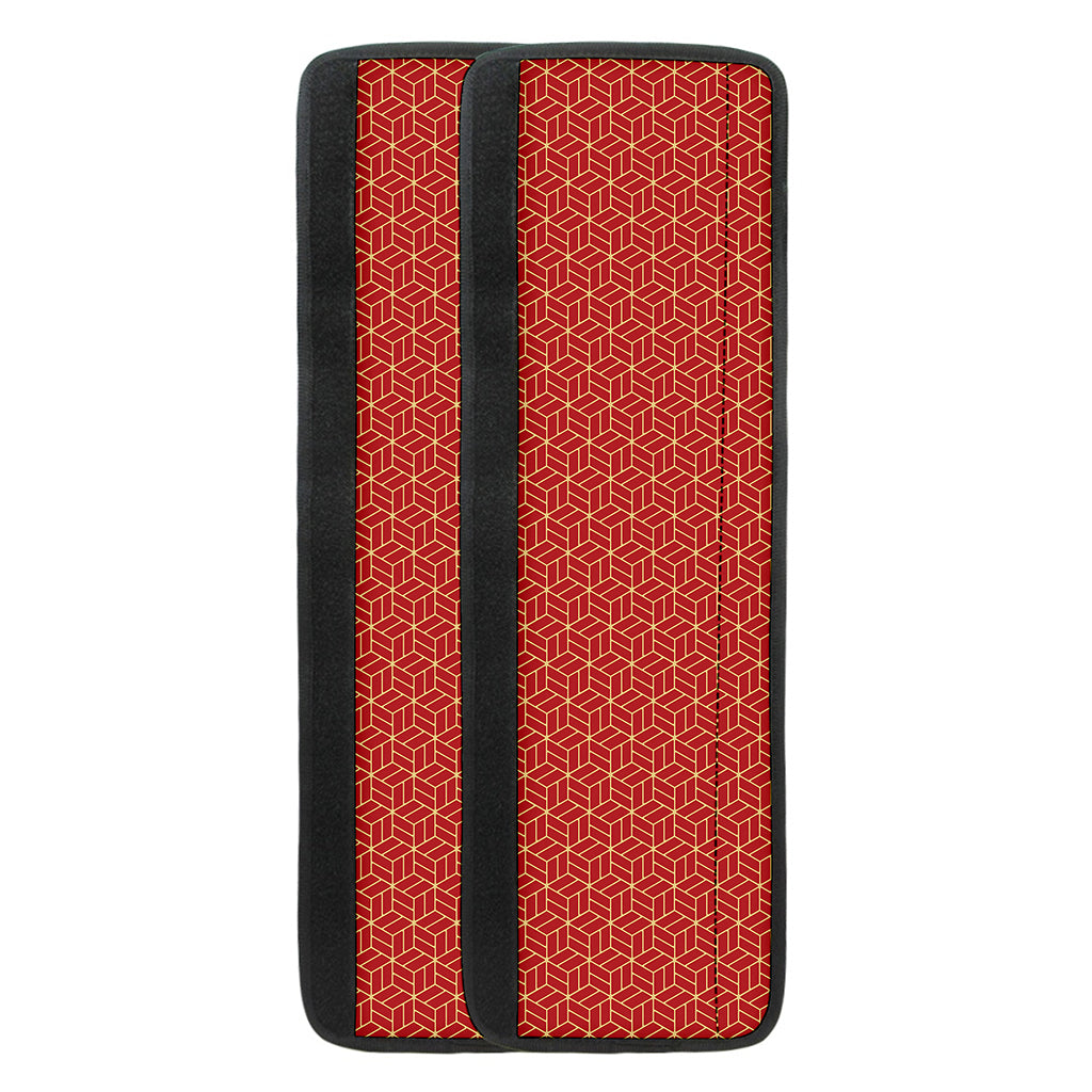 Red Geometric Japanese Pattern Print Refrigerator Handle Covers