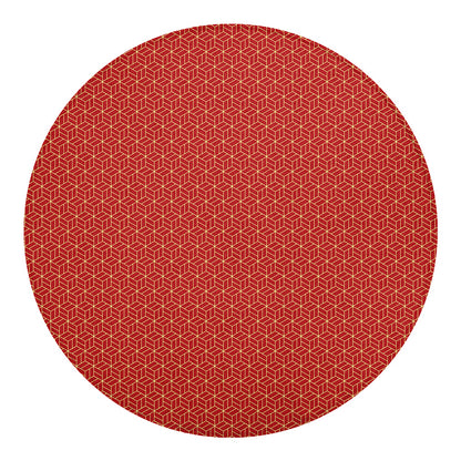 Red Geometric Japanese Pattern Print Round Blanket