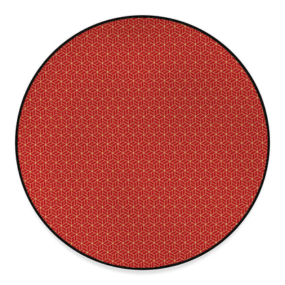 Red Geometric Japanese Pattern Print Round Floor Mat