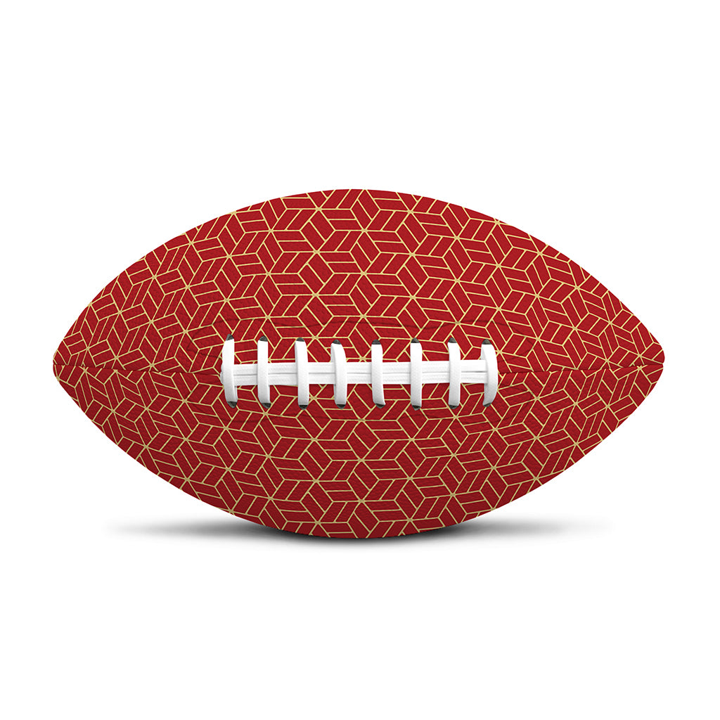 Red Geometric Japanese Pattern Print Rugby Ball