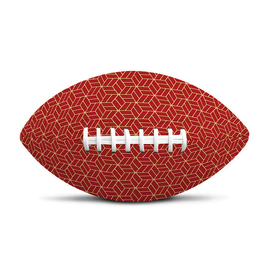 Red Geometric Japanese Pattern Print Rugby Ball