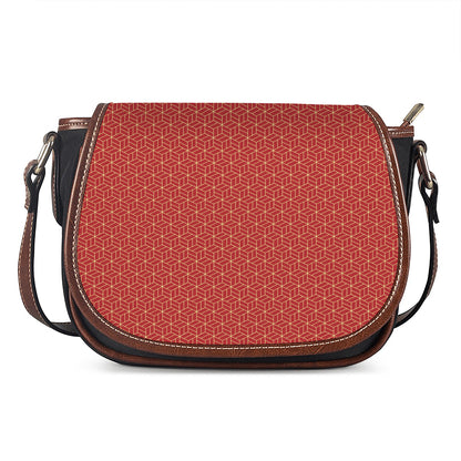 Red Geometric Japanese Pattern Print Saddle Bag