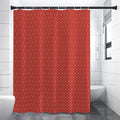 Red Geometric Japanese Pattern Print Shower Curtain