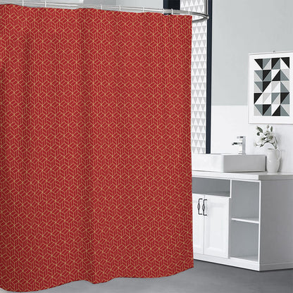 Red Geometric Japanese Pattern Print Shower Curtain