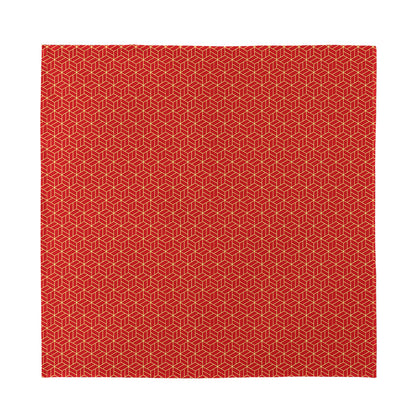 Red Geometric Japanese Pattern Print Silk Bandana