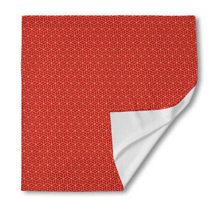 Red Geometric Japanese Pattern Print Silk Bandana