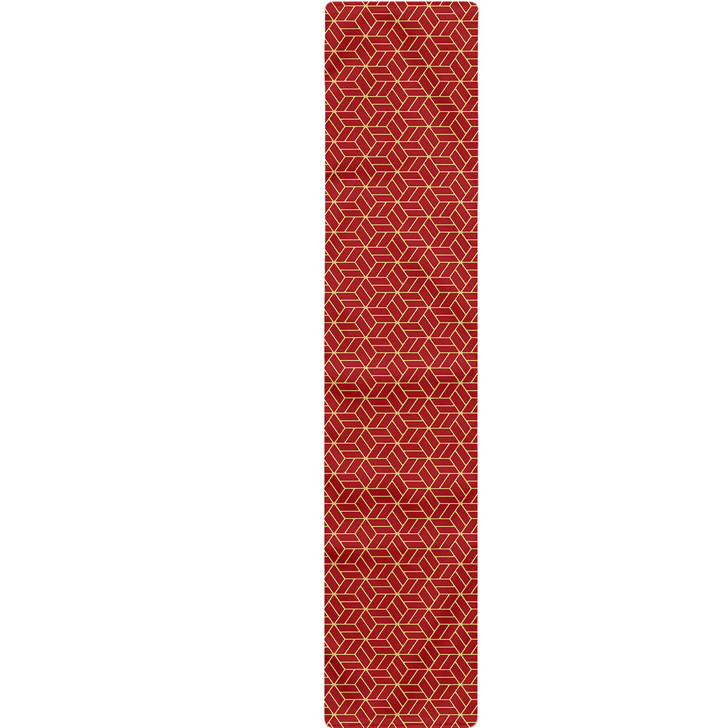 Red Geometric Japanese Pattern Print Table Runner