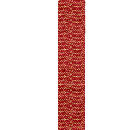 Red Geometric Japanese Pattern Print Table Runner