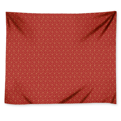 Red Geometric Japanese Pattern Print Tapestry