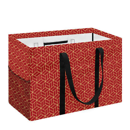Red Geometric Japanese Pattern Print Utility Tote Bag