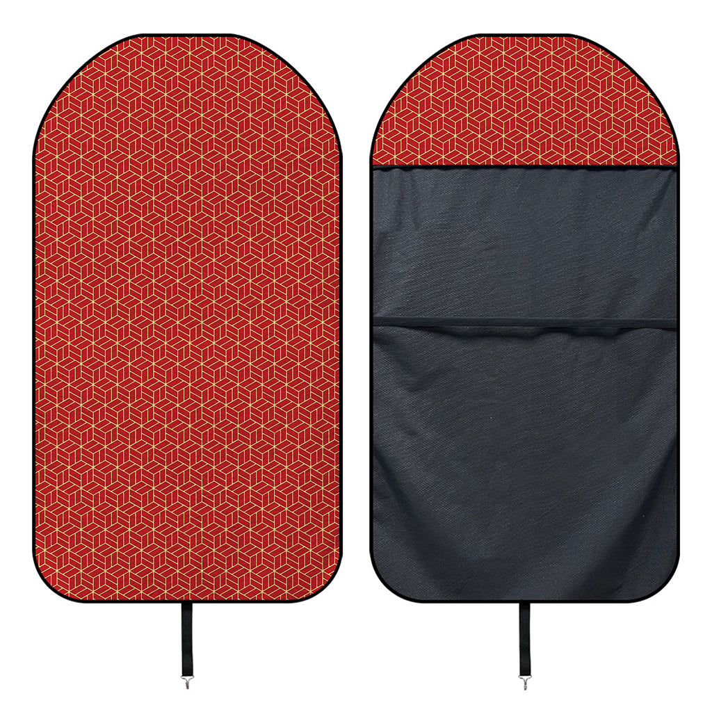 Red Geometric Japanese Pattern Print Waterproof Car Seat Cover