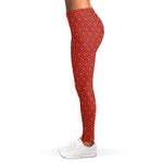 Red Geometric Japanese Pattern Print Women's Leggings