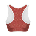 Red Geometric Japanese Pattern Print Women's Sports Bra