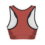 Red Geometric Japanese Pattern Print Women's Sports Bra