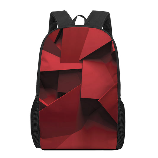 Red Geometric Print 17 Inch Backpack