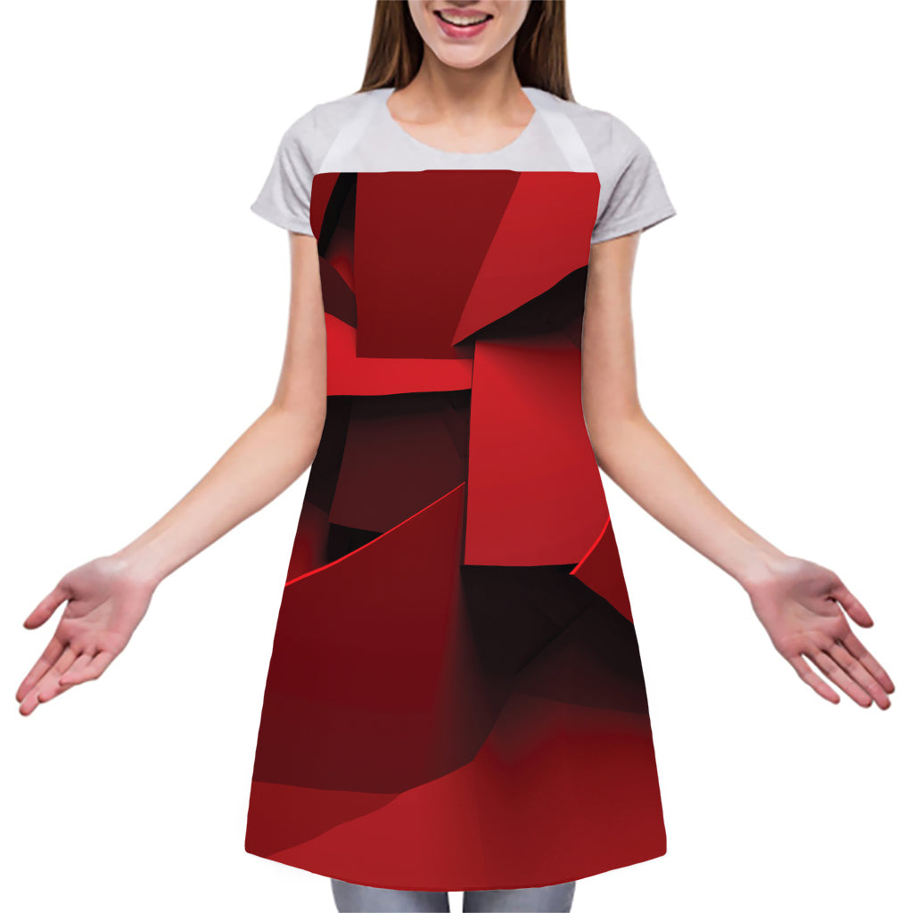 Red Geometric Print Adjustable Apron