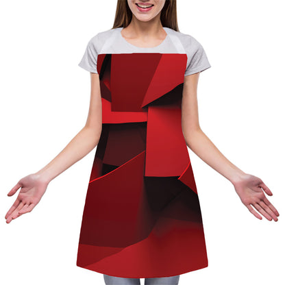 Red Geometric Print Adjustable Apron