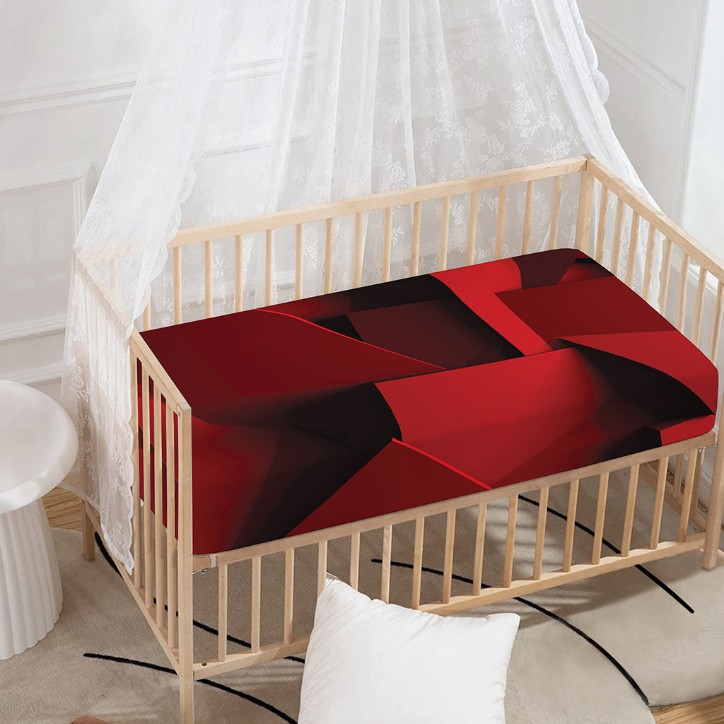Red Geometric Print Baby Crib Sheet