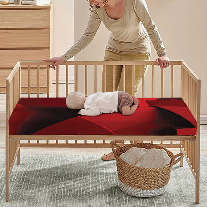 Red Geometric Print Baby Crib Sheet