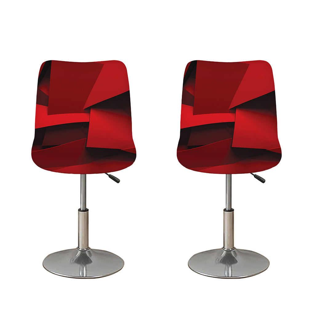 Red Geometric Print Bar Stool Covers