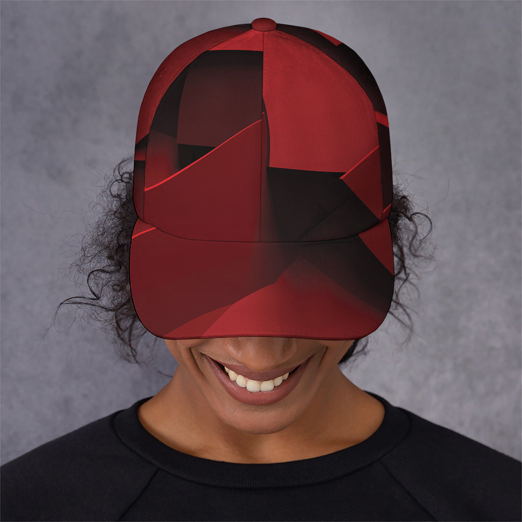 Red Geometric Print Baseball Cap