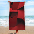 Red Geometric Print Beach Towel